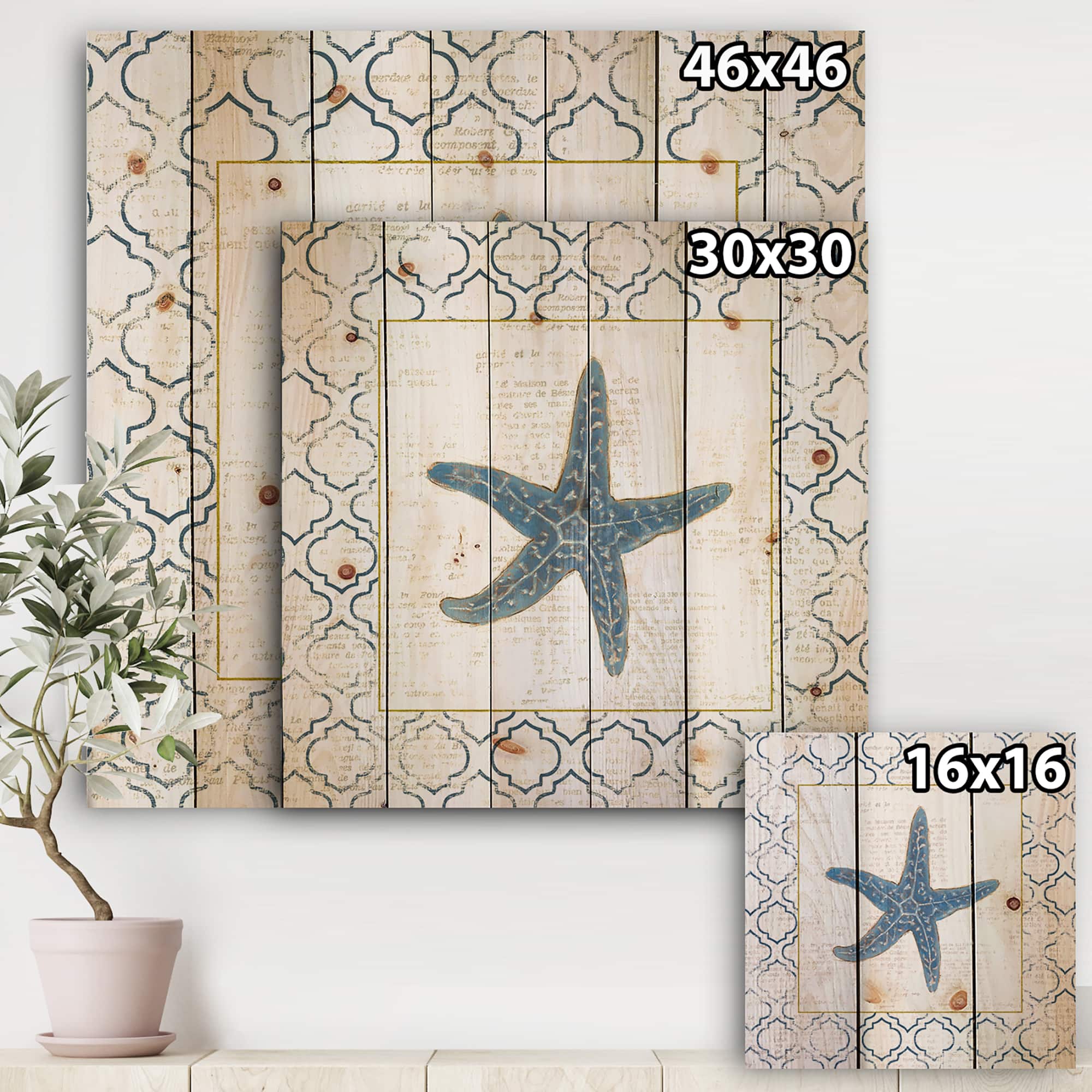 Designart - Navy Starfish with Gold